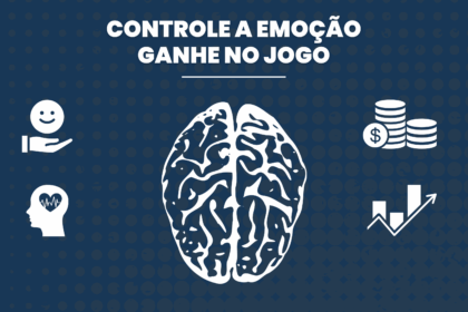 Cérebro dividido em duas partes sobre fundo azul, metade mostrando gráficos de ações e mercado financeiro, metade representando emoções humanas, simbolizando a relação entre opções de ações e economia comportamental. Artigo escrito por Jean Braga, Consultor Financeiro da Solida Investimentos em Brasília.